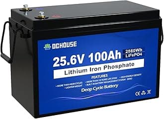 DCHOUSE 24V 100AH LiFePO4 Lithium Leisure Battey, Low Temp Cut-Off BMS, Up to 15000 Cycles, Perfect for Trolling Motors, Marine, Boat, RV, Camper, Home Energy Storage, Solar System