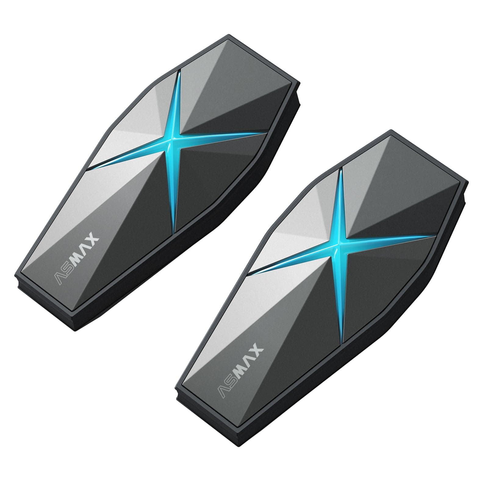 – ASMAX F1 Helmet Bluetooth Headset, Mesh Intercom for 10 Riders, CloudTalk Unlimited Range for 50 Riders, Bluetooth 5.3 with IP67 Waterproof/22H Battery/Voice Control/Music Sharing/Magnet Base, 2 Pack