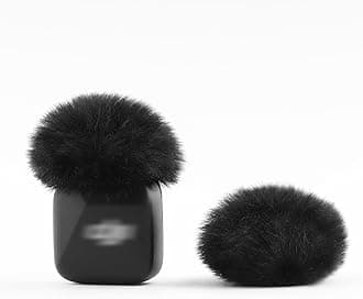 Windscreen for DJI MIC MINI Wireless Microphone 2024 Latest Version Furry Wind Muff Deadcat Cover, 2-Pack Black