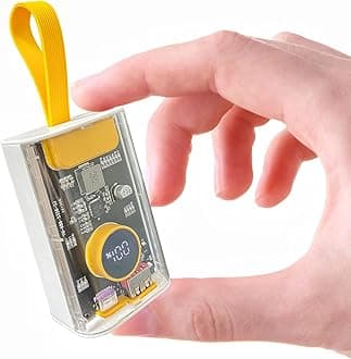 Portable Charger 10000mAh,Small Power Bank 22.5W Fast Charging,Transparent External Battery Pack,Input/Output External USB C Portable Phone Charger for iPhone iPad Samsung LG Android Cellphone(White)