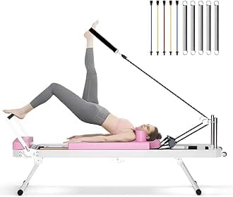SogesPower Pilates Reformer Machine for Home Gym Workout, Foldable Pilates Equipment with High Strength Alloy Springs for Beginners, Up to 330lbs Weight Capacity