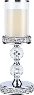 Candle Holders for Pillar Candle, Pillar Crystal Candle Holders, Candlesticks Holder for Wedding, Dining Coffee Table, Centerpieces, Home Decor CH00XM