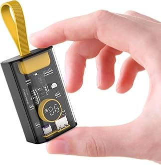 Portable Charger 10000mAh,22.5W Fast Charging Small Power Bank,Transparent External Battery Pack,Input/Output External USB C Portable Phone Charger for iPhone iPad Samsung LG Android Cellphone (Black)