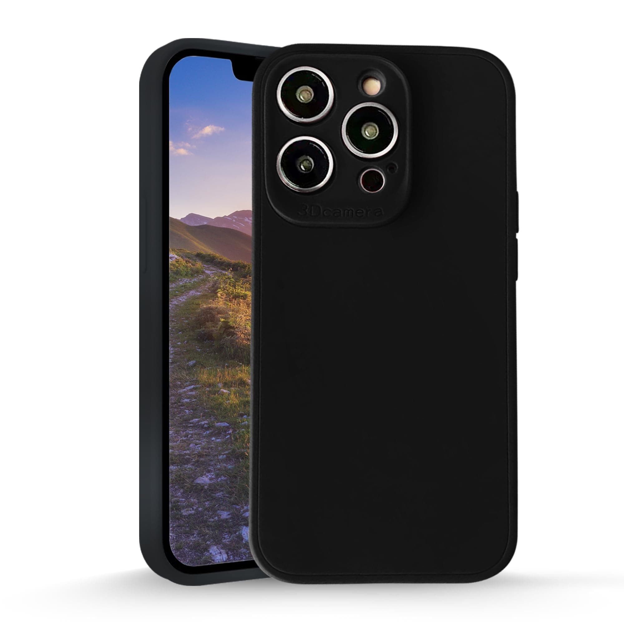 Trimming Shop Liquid Silicone Case Designed for iPhone 15 Pro Max Case Gel Rubber Full Body Protection Anti-Shock Cover, Soft Shock Proof Protective Cover Case with Microfiber Lining, Black