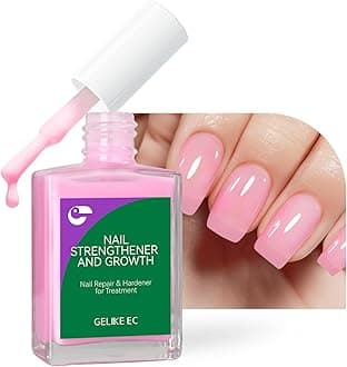 Nail Polish Strengthener and Growth Treatment: Pink Gelike EC 6 in 1 Natural Nail Hardener Extra Strong and Growth - Long Lasting Nail Repair for Damaged Nails - For Daily Work Home Salon
