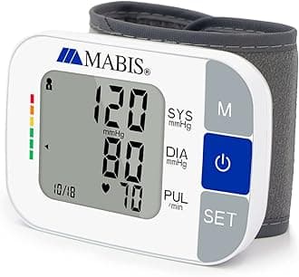 MABIS Universal Wrist Talking Blood Pressure Monitor, Visual BP Guide, 396 Reading Memory Storage for 4 Users, Protective Storage Case, FSA & HSA Eligible
