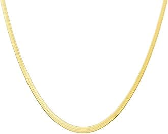 DEARMAY Herringbone Necklace Snake Chain Necklace 18K Gold Plated Dainty Flat Chunky Wide Omega Thick Link Choker Stacking Flexible Chains Necklaces for Women Simple Shiny Minimalist Jewelry