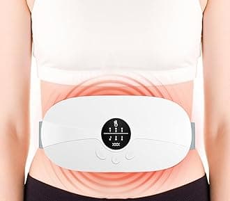 Portable Cordless Heating Pad, Electric Heating Pads for Cramps with 3 Heat Levels and 3 Massage Modes, Menstrual Heating Pad 5s Rapid Heating, Back Belly Pain Relief Gift for Women & Girl (White)