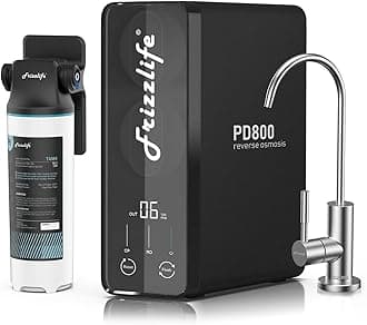 Frizzlife 800GPD Reverse Osmosis Water Filter, NSF/ANSI 42&58&372 Standards, Alkaline Mineral pH+ Reverse Osmosis System,Tankless RO Water Filter, 2:1 Pure to Drain, Under Sink, Reduce TDS, PD800-TAM4