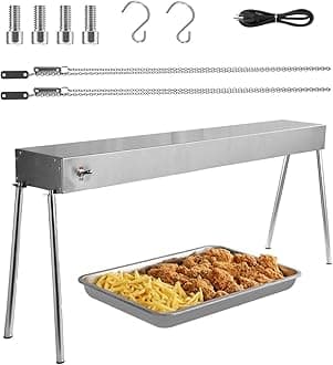 VEVOR Food Heat Lamp, 750W Hanging Commercial Food Heating Warmer, Stainless Steel Electric Strip Heater Light with Cord, Heatlamp Warming Equipment for Food Restaurant, Buffet, and Catering Kitchen