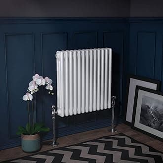 WarmehausTraditional Cast Iron Style White Triple Column Horizontal Radiator 600 x 605 mm