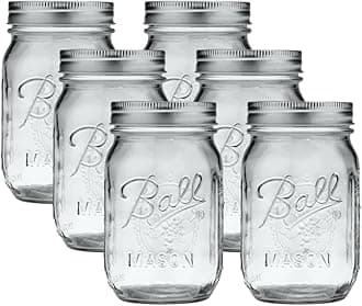 Regular Mouth Glass Mason Jars with Lids and Bands, Used for Canning (Pint, 16 Ounce (Pack of 6))