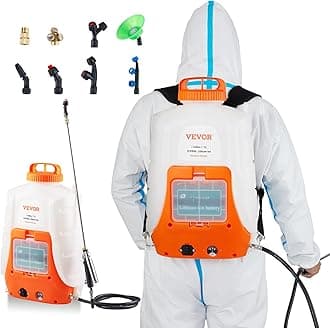 VEVOR Battery Powered Backpack Sprayer, 0-90 PSI Adjustable Pressure, 4 Gallon Tank, Back Pack Sprayer with 8 Nozzles and 2 Wands, 12V 8Ah Battery, Wide Mouth Lid for Weeding, Spraying, Cleaning