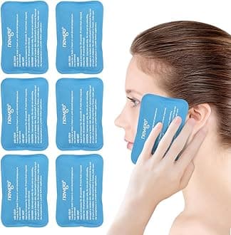 NEWGO Mini Ice Packs (6 Packs) Gel Cold Packs for Injuries Reusable, Face Ice Pack for Face Surgery, Teeth Pain, Tired Eyes, Kid's Boo Boos, Bruises, Headaches,Breastfeeding 4.5"X 3.2" Blue