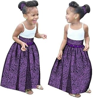 XIAOHUAGUA Little Girl’s African Wax Print Skirts Bohemian Ankara High Waist Long Skirt for Kids Girls Kente Clothes 7-12T
