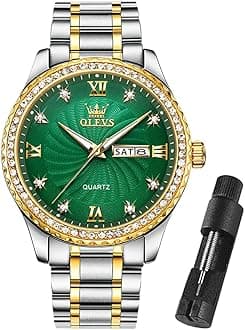 OLEVS Mens Gold Watches Waterproof Stainless Steel Lightweight Watch with Date Classic Luxury Dress Watch for Men Gold White Blue Green Dial