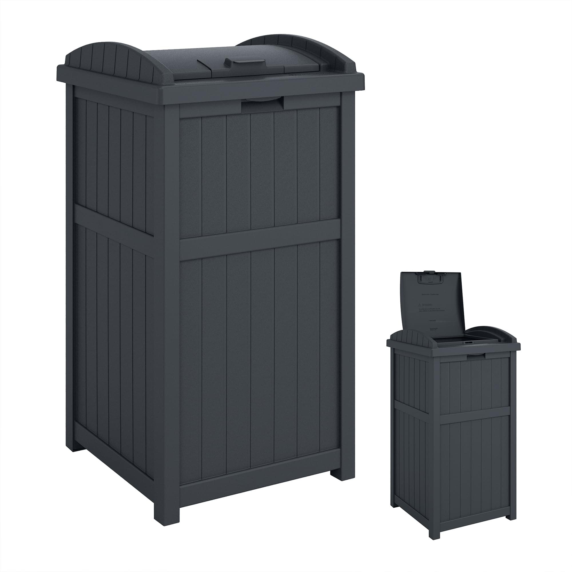 Outdoor Trash Hideaway, Resin Refuse Container w/ Lid, Cyberspace, 30 Gallon Capacity - Stylish Concealed Waste Storage for Patio, Backyard, Deck or Garden, Use 30-33 Gal. Garbage Can Liners