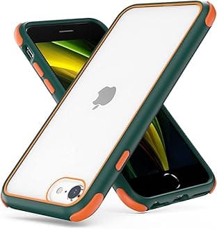 MobNano Compatible with iPhone SE 2020/2022 5G and iPhone 7/8, Ultra Thin Hybrid Case, Soft TPU Shockproof Bumper Anti Scratch Cover for iPhone 7/8/SE2020/SE2022 - Green/Orange