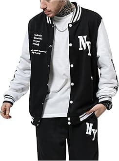 SOLY HUX Men's Varsity Jacket Color Block Letter Graphic Long Sleeve Baseball Jacket Bomber Coat
