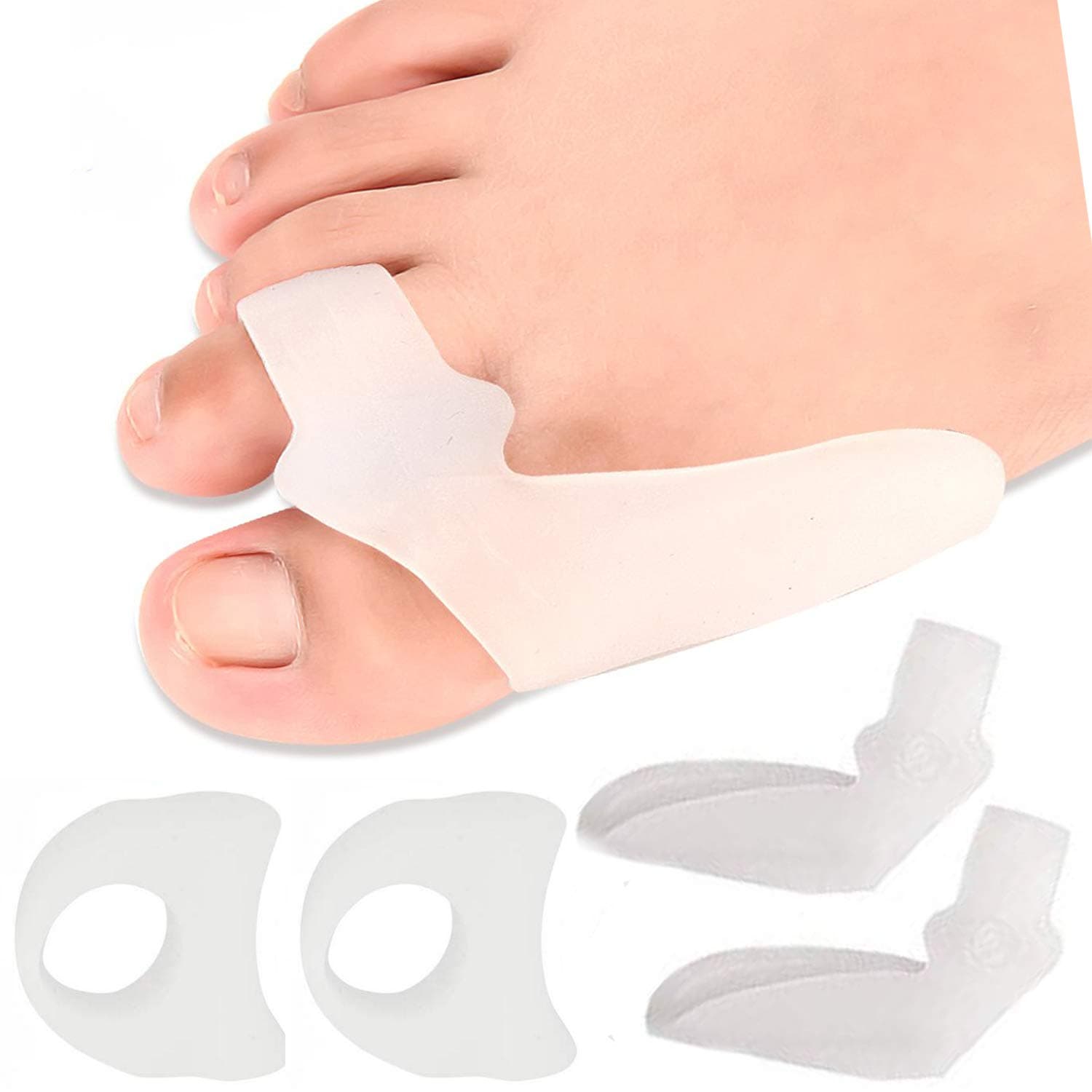 Toe Separators, Gel Bunion Corrector, 4PCS Toe Spacers for Hallux Vagus Hammer Overlapping Crooked Toes, Orthopedic Bunion Protector Pain Relief, Effective Toe Straightener