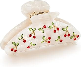 LILIE&WHITE Acrylic Hair Clips Claws For Women With The Rhinestone Pattern In Red Cherry Shape Hair Clip For Thick Hair Hair clips for styling sectioning 1PC