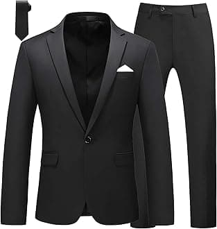MOGU Men's Slim Fit 2-Piece Tuxedo Suit One-Button Jacket & Pants Set for Wedding, Prom, and Formal Events