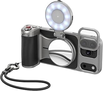 TELESIN Master Grip Kit for iPhone 17 Pro, Magnetic Phone Camera Grip with C03 Selfie Light+ UV Filters, Creator Kit Built-in 3200mAh Battery Wireless Charging - Cooling Graphene Case - Handle Grip