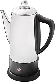 Quest 35200 Stainless Steel Cordless Electric Coffee Percolator, Built-in Filter, 1.5 Liter, 1100W, Silver