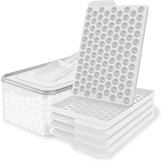 WIBIMEN Mini Ice Cube Trays, 0.55” Tiny Pebble Ice for Iced Coffee & Cocktails, Fast Chill, Easy Twist Release, Stackable with Lid & Storage Bin (4 Pack, White)