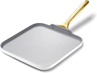 Square Griddle Pan - 11” Square Pan - Non-Stick Ceramic Coated - Non Toxic, PTFE & PFOA Free - Oven Safe & Compatible with All Stovetops - White