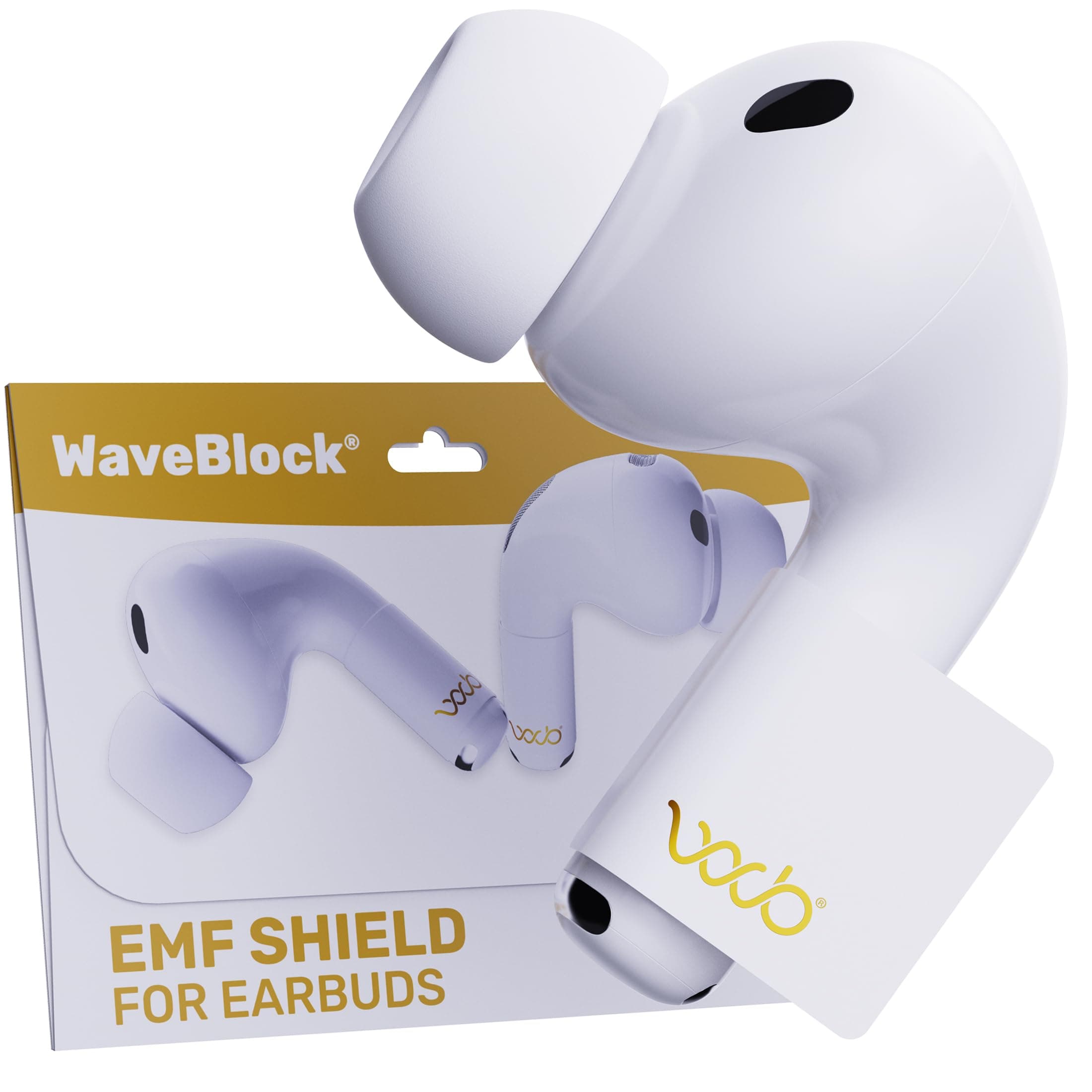 EMF Shield Sticker for AirPods – Lab-Tested Electromagnetic Wave Reduction, Made in USA, Patented for 5G & Wireless Devices, Works with All Short Stem AirPods 2nd/ 3rd/ 4th Gen – WaveBlock (1-Pack)
