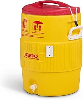 10 gallon Industrial Beverage Cooler, Yellow/Red/White