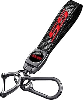 Carbon Fiber Leather Metal Car Key Chain Keyring Accessories Compatible with Chevy Camaro SS Cars Accessories