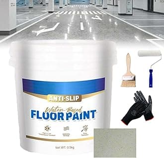 Wear-Resistant Anti-Slip Self-Leveling Epoxy Floor Paint, High-Gloss Marble Effect Epoxy Floor Coating, Epoxy Floor Paint for Concrete, Anti-Slip Quick-Dry Water-Based Garage Floor Paint (Beige)