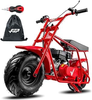 FRP Mini Dirt Bike GMB100 Basic, New 99CC Gas Powered Mini Bike 4-Stroke 3HP, Off-Road for Kids/Adult, Trail Up to 28 Mph, Weight Support Up to 220 LBS,Red