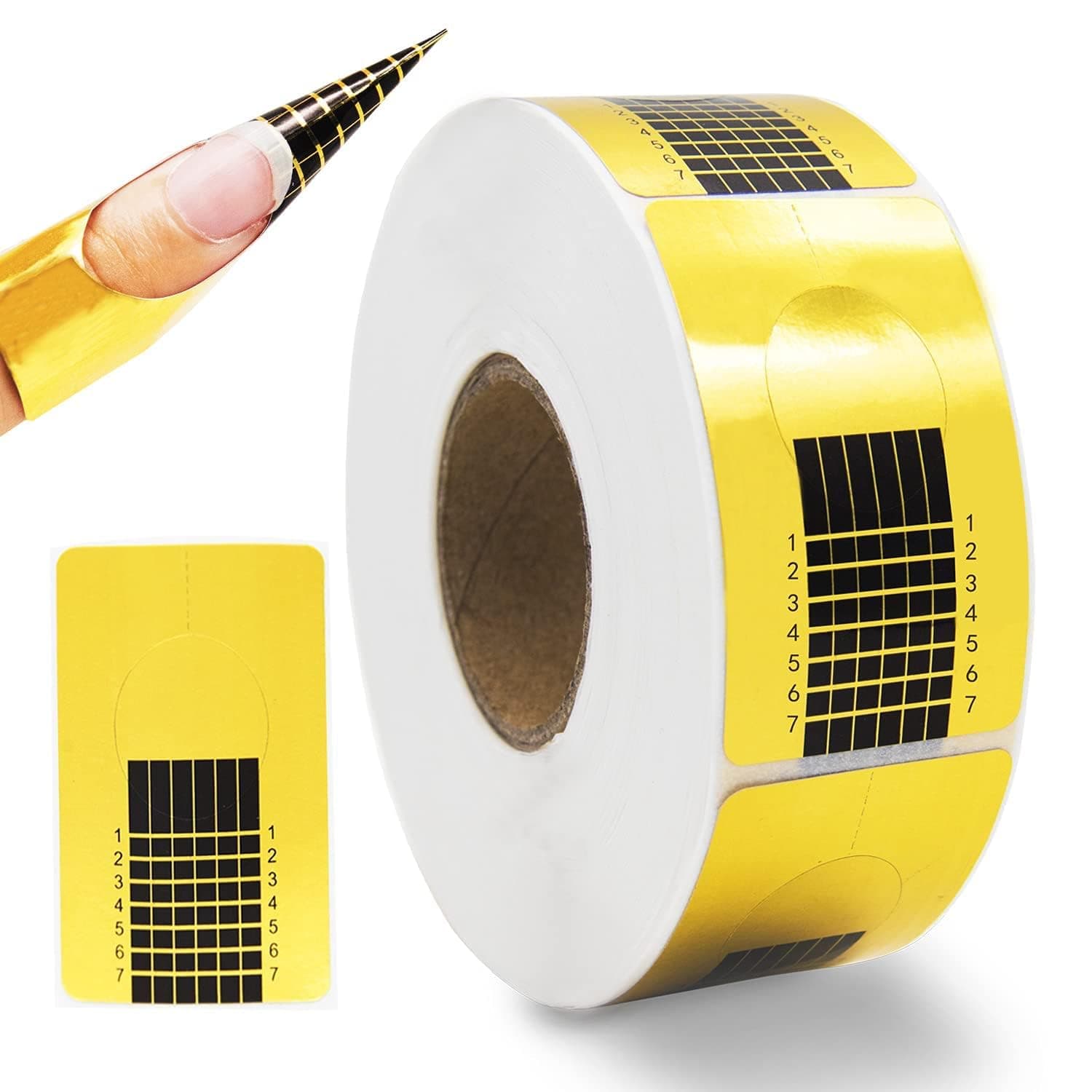 Nail Forms for Acrylic Nails,Polygel Nail Forms,Nail Extension Tips Guide Paper Sticker for Nail Art Gel For Acrylic, UV Gel, Salon (Rectangle - Gold, 500 PCS)