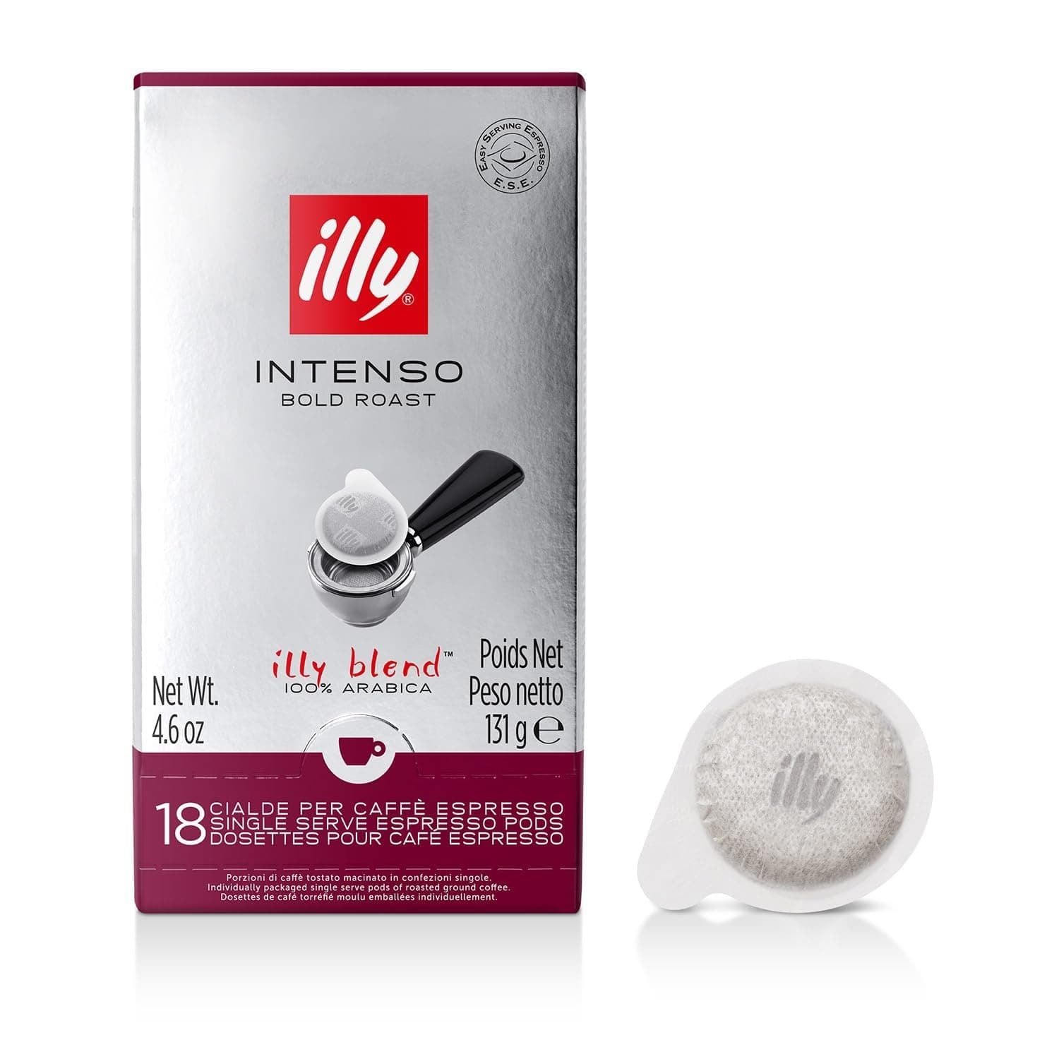 illy E.S.E. Coffee - Single-Serve Capsules & Pods - Intenso Dark Roast - Notes Of Cocoa & Dried Fruit - For E.S.E Machines - Extraordinary Aroma & Body – 18 Count