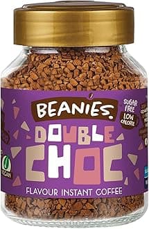 Beanies Flavour Instant Coffee - Double Chocolate Instant Flavored Coffee - Bold & Adventurous Full-On Flavor - An Indulgent Sugar Free Taste Explosion - Low Calorie - Vegan & Gluten Free - Wheat & Dairy Free, 50g jar