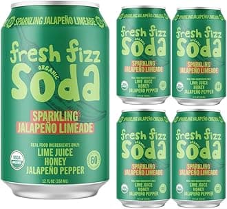 Fresh Fizz Sodas Organic Soda - All Natural Soda Sweetened With Honey, Flavors Include Sparkling Juices and Soda Pops Like Cola and Ginger Ale - No Stevia Aftertaste, Made With Real Food Ingredients. Great For Paleo And SCD Diets (4-pack, Sparkling Jalapeño Limeade)