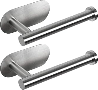 HouseAid Self Adhesive Toilet Paper Holder for Bathroom Stainless Steel Adhesive Toilet Roll Holder No Drilling Stick on Wall Brushed Nickel (2 Pack)