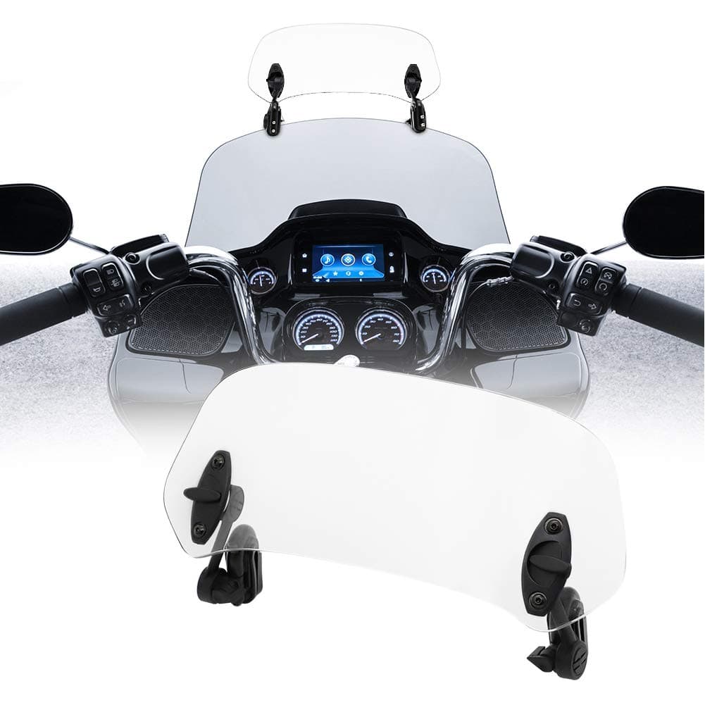 Motoparty Motorcycle Windshield Extension - Universal Adjustable Clip-on Windscreen extender- for Honda Suzuki Kawasaki Yamaha Aprilia(Transparent)
