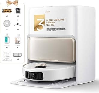 - Mova V50 Ultra Complete Robot Vacuum and Mop Self-Cleaning, 24,000 Pa Suction, Liftable Navigation with Obstacle Overcoming and Warm Water Mopping with DuoSolution System Designed for Pets