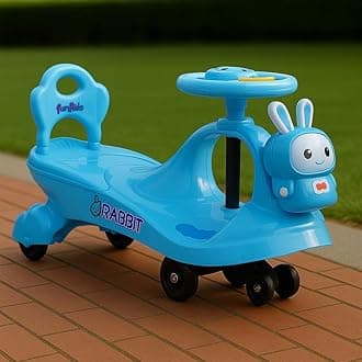 Fun Ride Bunny Swing Car Rider - Bunny Rabbit Twist and Swing Magic Car Ride On for Kids with Steering Music and Lights for Boys and Girls for Age 3+ Weight Capacity Upto 100 Kg (Blue)