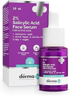 The Derma Co 2% Salicylic Acid Face Serum - 10 ml | Reduces acne & blackheads | Tightens pores | Exfoliates & soothes inflammation