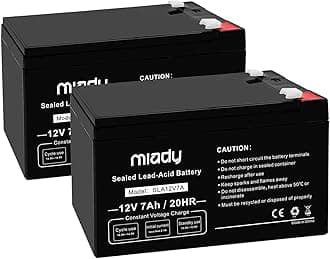 Miady12V 7Ah Rechargeable Sealed Lead Acid Battery (2 Pack)