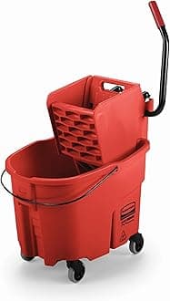 Rubbermaid Commercial WaveBrake Mopping System Bucket and Side-Press Wringer Combo, 26-Quart, Yellow (FG748000) 35 Qt FG758888RED 1