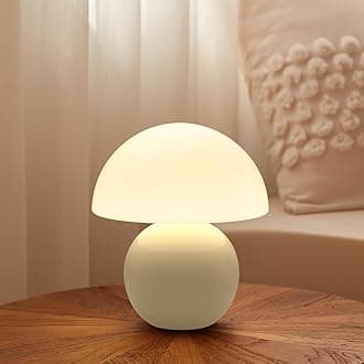 Dawnwake Mushroom Lamp Table Lamp for Bedroom,Desk Bedside Small Lamps for Living Room Night Stands,Mushroom Decor Cute Mini Modern Mid Century Lamps,Unique Aesthetic Home Living Room Decor(Cream)