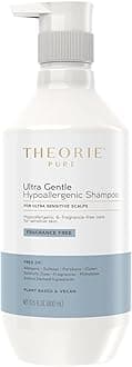 Theorie PURE Ultra Gentle Hypoallergenic Shampoo – Plant-Based & Vegan – Fragrance-Free – Designed for Delicate Scalp Care – Pump Bottle – 400mL