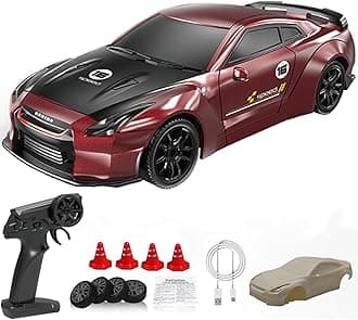 1:43 Scale Mini RC Drift Car with Gyro Full Proportional RTR 2.4Ghz Remote Control with RGB Lights and a Replaceable Body Shell(8503-Red)