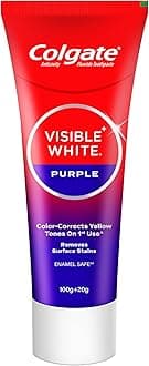 Visible White Purple Toothpaste and Toothbrush for Teeth Whitening, Helps Remove Surface Stains, Whitens Yellow Teeth, Enamel-Safe for Daily Use, 120g